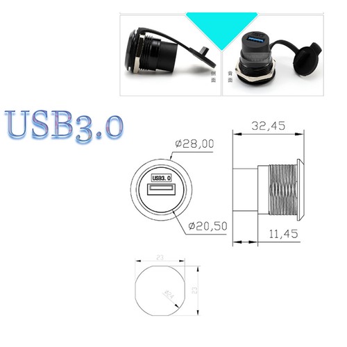 1 Ports USB 3.0 2.0 Type-C Extension AUX Flush Mount Car Panel Mount Connectors - Picture 5 of 22