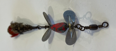 Leurre De Pêche Vintage Pflueger – Spinner Tandem Queue Plume – Fabriqué Aux États-Unis