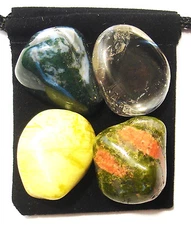 PHYSICAL RECOVERY Tumbled Crystal Healing Set =4 Stones +Pouch +Description Card