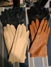 Set of 4 Pairs of Vintage Gloves Brown, Navy Beige Black Driving