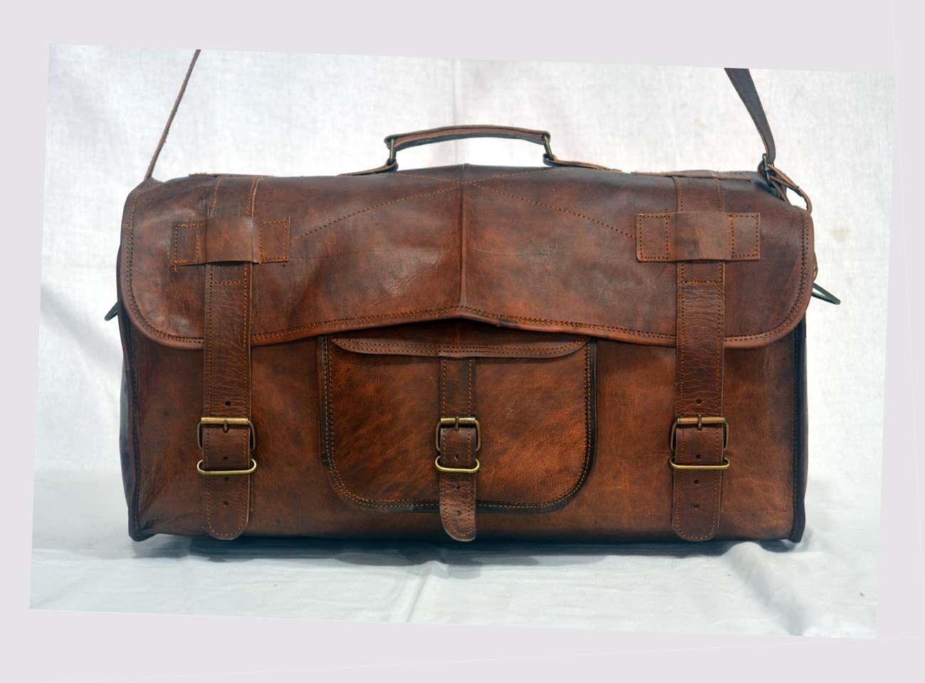 Duffle Weekend Travel Overnight Gym Bag Holdall Luggage Genuine Indian Leather