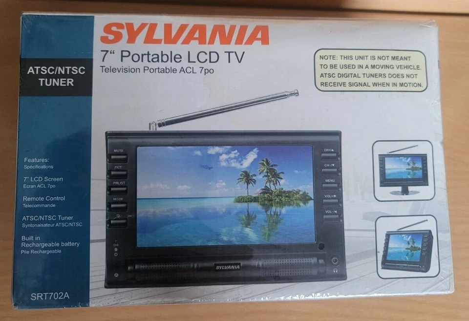 Sylvania Portable LCD TV Television ATSC/NTSC Tuner ACL 7pc Player Dual 7”SEALED - Image 3 of 4