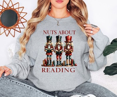 Nuts About Reading Weihnachten Nussknacker Damen Sweatshirt Urlaub Damen Pullover