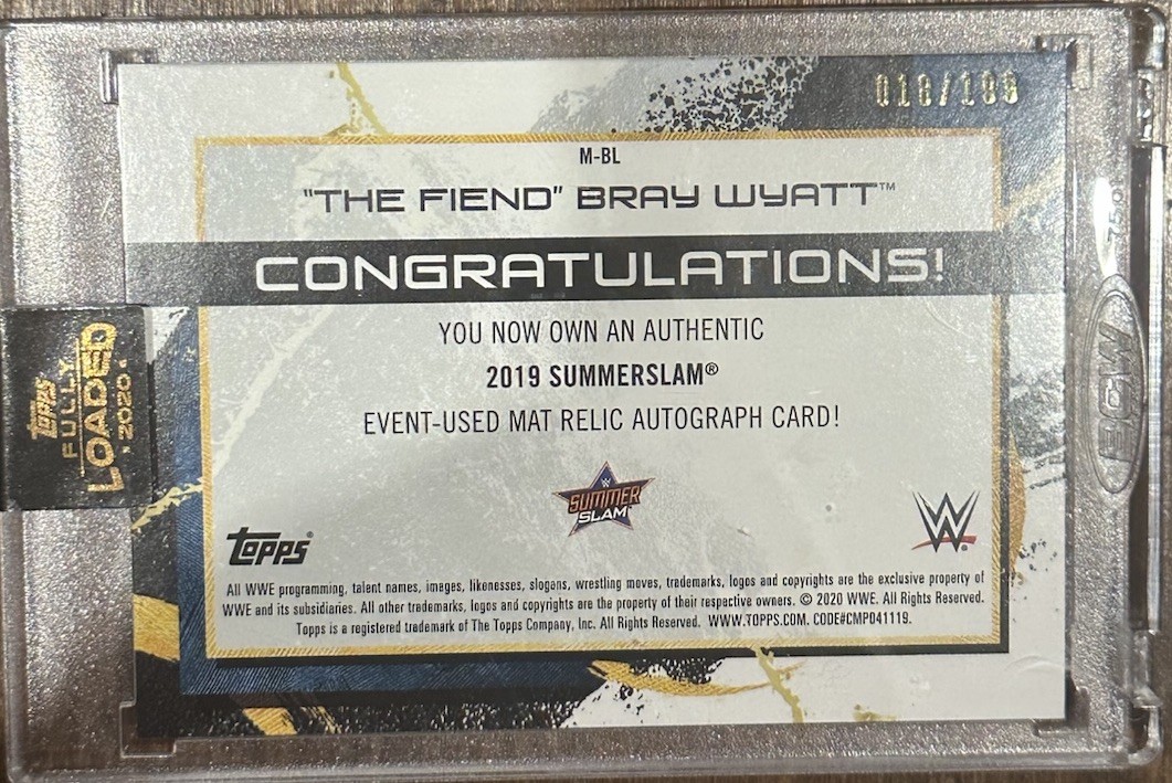 2020 Topps WWE Fully Loaded Oversized Mat Relics /199 The Fiend Bray Wyatt AUTO view 2