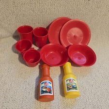 Step 2 Pretend Play Kitchen Replacement RED plates, cups, bowls 8 Pcs