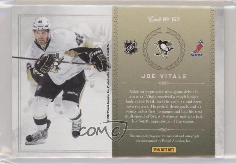 2011 Rookie Anthology Treasures Signatures /15 Joe Vitale #157 RPA Patch Auto RC - Image 2 of 2
