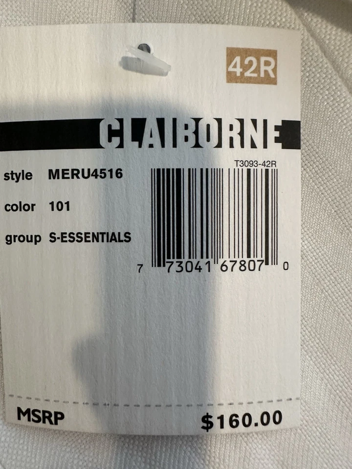 Blazer Chaqueta Regular Claiborne Para Hombre Talla 42 Seda Lino Marfil Completamente Forrada NUEVO Foto 4 de 4