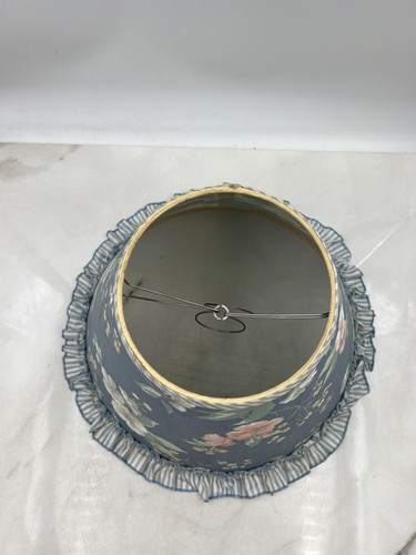 Vintage Floral Ruffle Lampshade Cottagecore Blue Pink Shabby Chic Lamp Shade 14" - Picture 5 of 11