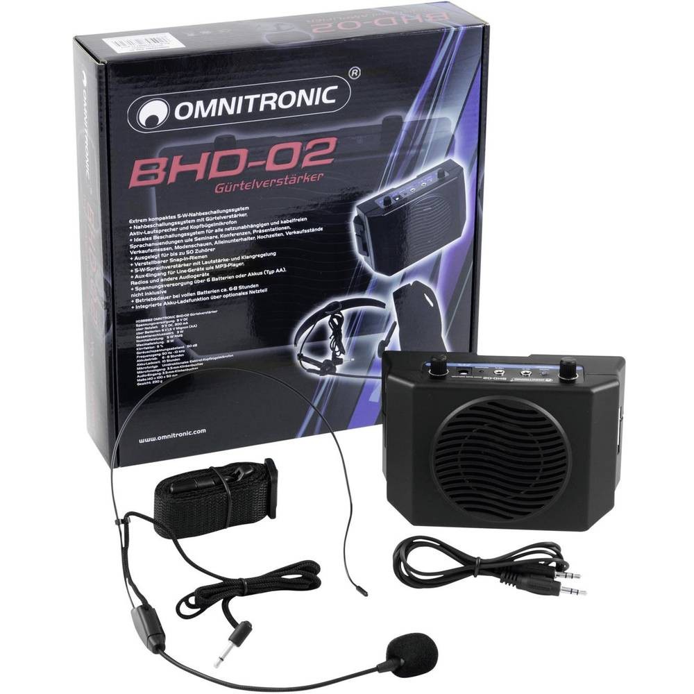 Enceinte PA mobile Omnitronic BHD-02 à pile pour sonorisation nomade 50cm
