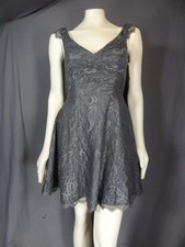 Jim Hjelm Occasions Sleeveless Gray Lace Cocktail Fit and Flare Dress size 8