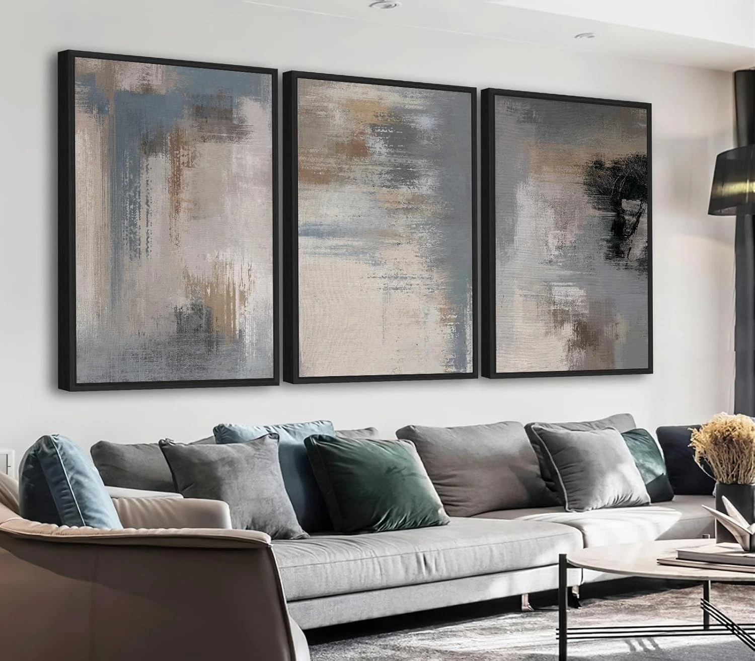 Modern Grey Abstract Canvas Art - 3-Piece Framed Wall Decor for Living Room
Opens in a new window or