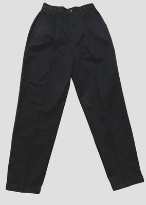 Women's CHIC KHAKI Cotton Pants Tailored Black Trousers Straight Leg Cuff Size 8