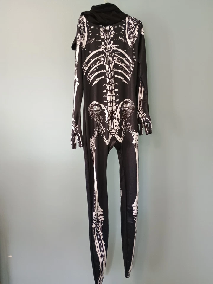 Mono con Capucha Esqueleto Cuerpo Completo Niños M Traje Halloween Disfraz Estampado Completo Foto 3 de 4