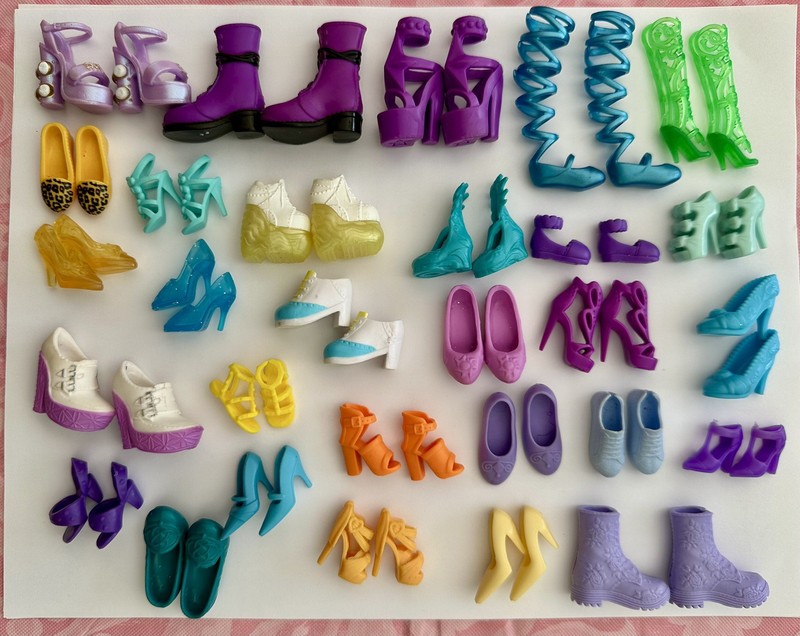 Barbie Shoes Boots Lot Purple Green Yellow Green Blue Lavender Turquoise Fashion