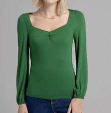 Modcloth 3X Blouse Green 70's Inspired Retro From The Get Go Top