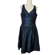 Evan-Picone Sleeveless Midi Dress Sz 10 Teal Metallic Elegant Feminine Cocktail