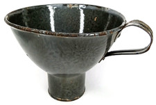 Enamelware Funnel Speckled Gray Metal Made In USA Antique 1920s