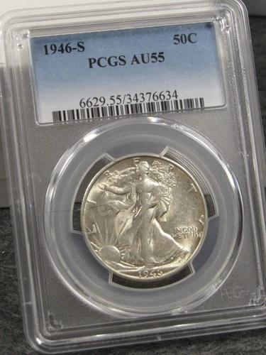 1946 S Walking Liberty half dollar PCGS AU 55 (76634)