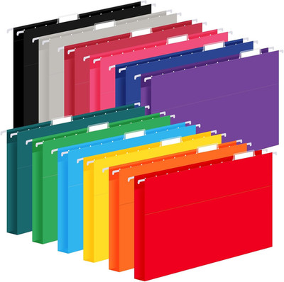 12 Pack Hanging File Folders, Letter Size with 1/5-Cut Adjustable Tabs, 12 Selec