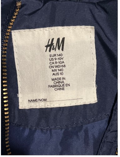 H&M Quilted Puffer Coat Kids Navy Size 9-10 Winter Warm Jacket Girls - Picture 4 of 4