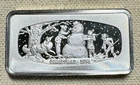 1000 Grains .925 Solid Sterling Silver Franklin Mint Art Bar - Christmas 1974