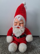 Vintage 1950s RUBBER FACED SANTA CLAUS PLUSH STUFFED DOLL 19"