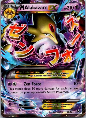M Alakazam EX 26/124 Fates Collide Pokemon TCG Holo EX Rare MP