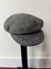 Vintage Greek Fisherman's Mariner's Cap Wool Hat GRAY Red Lined Brand M 7 1/8