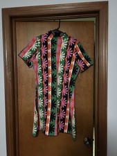 Women’s Multicolor Floral Short Sleeve Short Dress Regular Size L