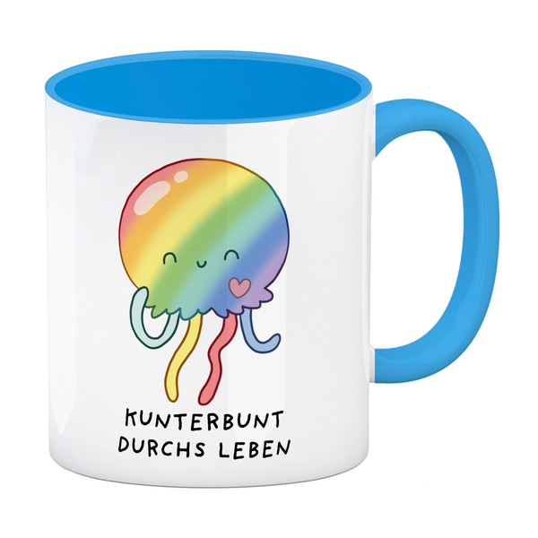 Jelly & Friends Regenbogen-Qualle Kaffeebecher In Hellblau Mit Spruch-image
