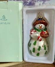⛄️ Party Lite P7632 Snowbell Snowman Mom Glass Ornament Partylite Christmas