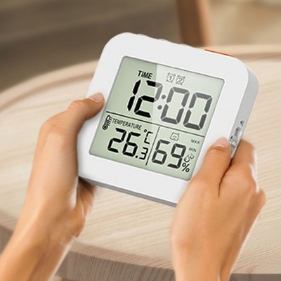 Temperature And Humidity Meter Large Screen LCD Display Digital Wall Clock