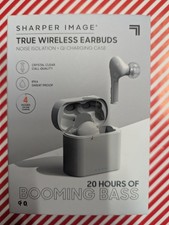 Sharper Image True Wireless Large Earbuds   USB-C Charging Case-White-Open Box