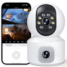 Baby Monitor with Dual Cameras, 3K HD Wifi Security Camera W/ 360  PTZ  Fixed C