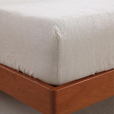 100 French Linen Fitted Sheet King Size 78x80 Inch,Mattress Cover 16inch Dee...