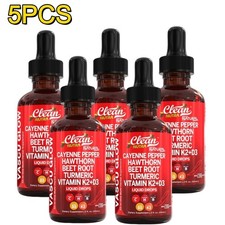 1-5X Cayenne Pepper Hawthorn Beet Root Turmeric Vitamins K2+D3 Drops