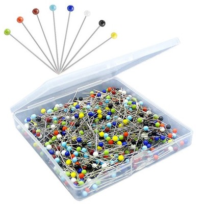 Sunenlyst 500Pcs Sewing Pins For Fabric 1.5 In Colored Glass Ball Head Quilting