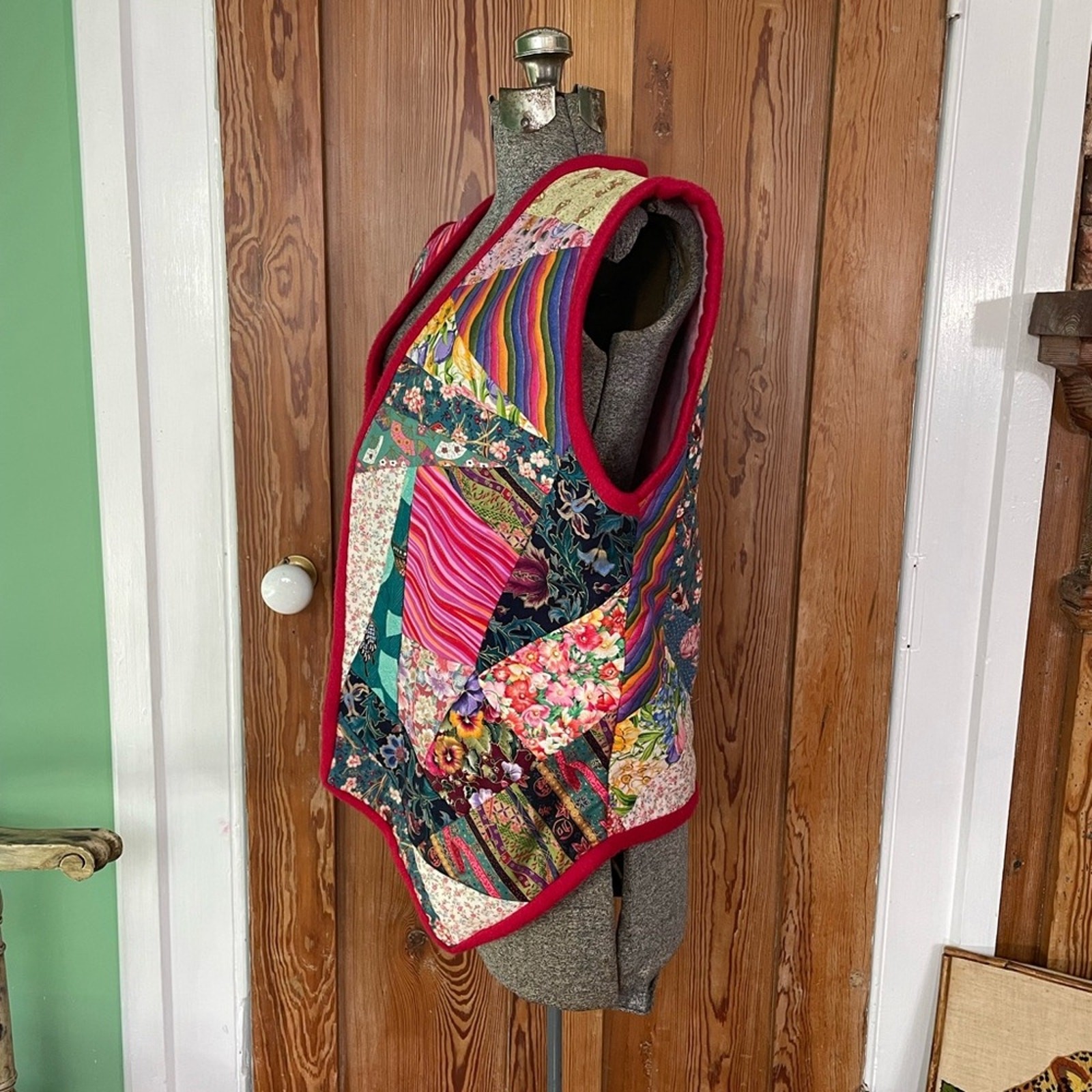 Handmade Patchwork Open Mixed Media Cottage Hippi… - image 6