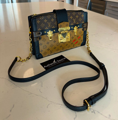 Louis Vuitton Revese Monogram Trunk Clutch Crossbody Brown/Black Gold Rare
