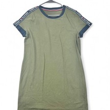Tommy Hilfiger khaki green dress with red & white logo tape