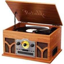 10-in-1 Record Player with Built-in Speakers Wireless Playback, CD  Cassette...
