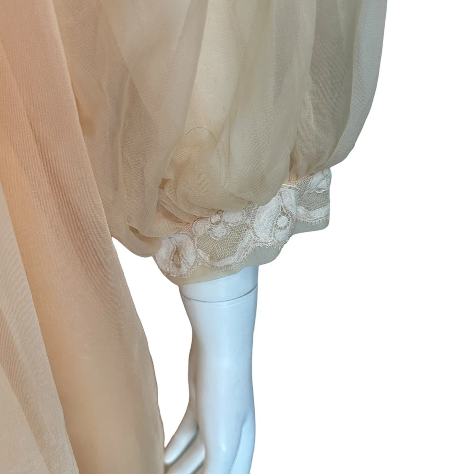 Gossard Artemis Lingerie Set Large Nightgown Robe Sheer Chiffon Flowy Lace VTG - Image 4 of 4