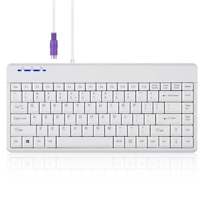 PERIBOARD-409PW Wired PS2 Mini Keyboard - 12.36x5.75x0.79 inches Dimension - ...