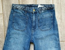 H&M high rise 70ties flare mid blue strtech  jeans size euro 40 UK 10 12 W30 L32