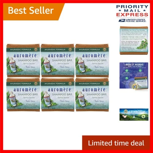 Eco-Friendly Ayurvedic Shampoo Bar - Handmade, , Natural, 4.23 oz (6 Pack)