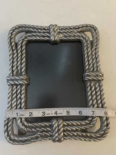VTG Pewter Twisted Rope Design Picture Frame For 5X7” Or 6X 8” Photo - Picture 4 of 7