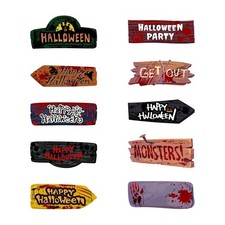 10Pcs Halloween Party Welcome Sign Party Scary Themed Outdoor Yard Signs Decor