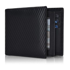 Full Grain Leather Wallet For Men  RFID Blocking  Bill Fold Wallet  9 Cred...