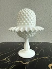 Fenton White Milk Glass Pedestal 3 piece Hobnail Fairy Lamp  8.5” (NO Insert)