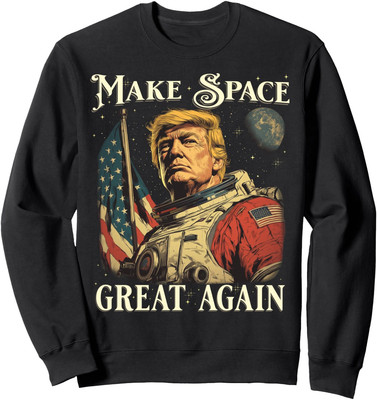 Funny Space Astronaut American Patriotic 4th of July Unisex Crewneck Sweatshirt
